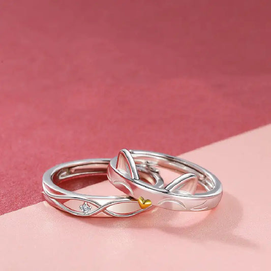 Cute Cat Couple Rings Set
