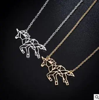 Origami Necklace, Unicorn Necklace, Horse Necklace