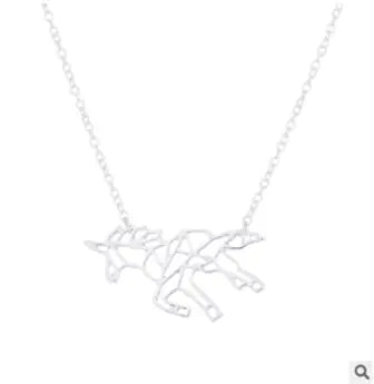 Origami Necklace, Unicorn Necklace, Horse Necklace